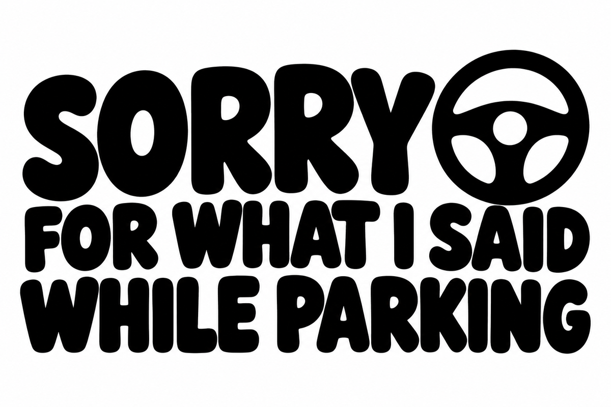 SORRY FOR WHAT I SAID WHILE PARKING flat artwork shown in black