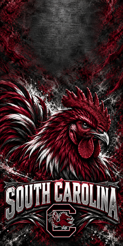 South Carolina Garnet Rooster cornhole wrap complete artwork without hole