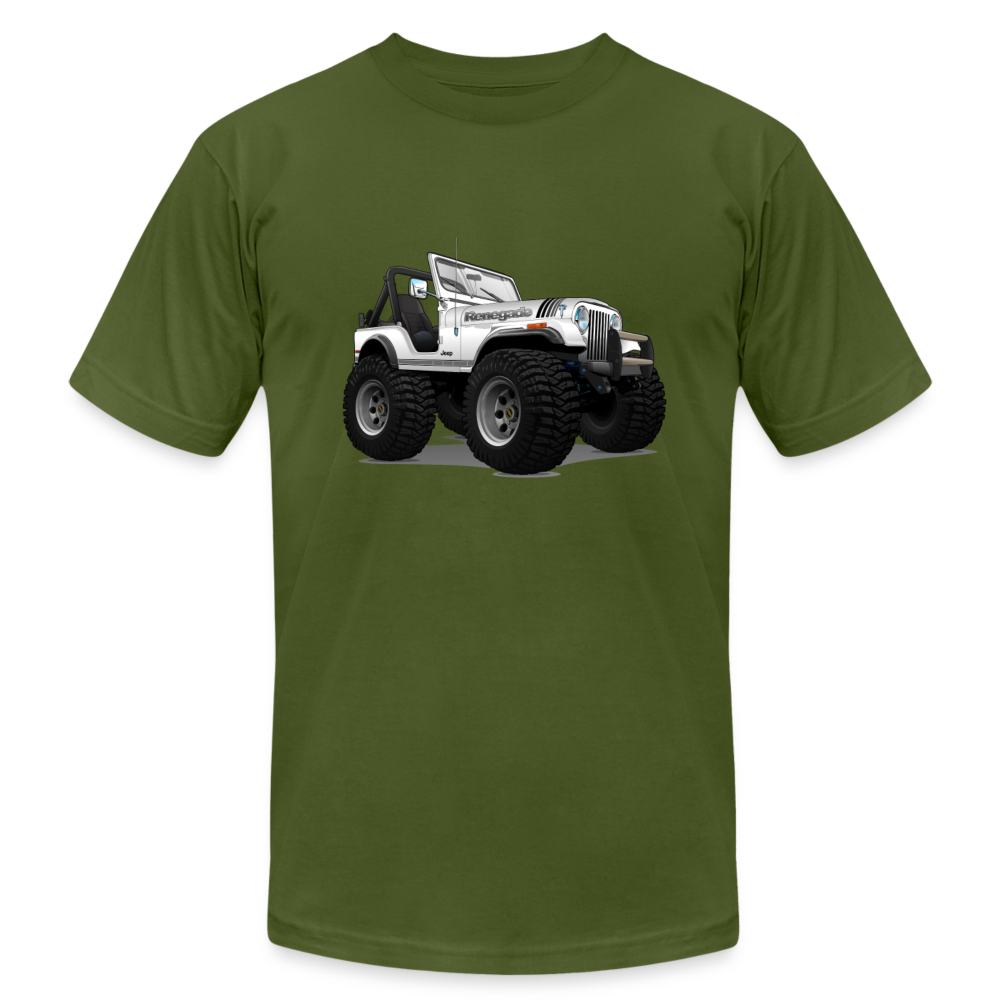 1980 Jeep CJ Renegade Unisex Jersey T-Shirt by Bella + Canvas - olive