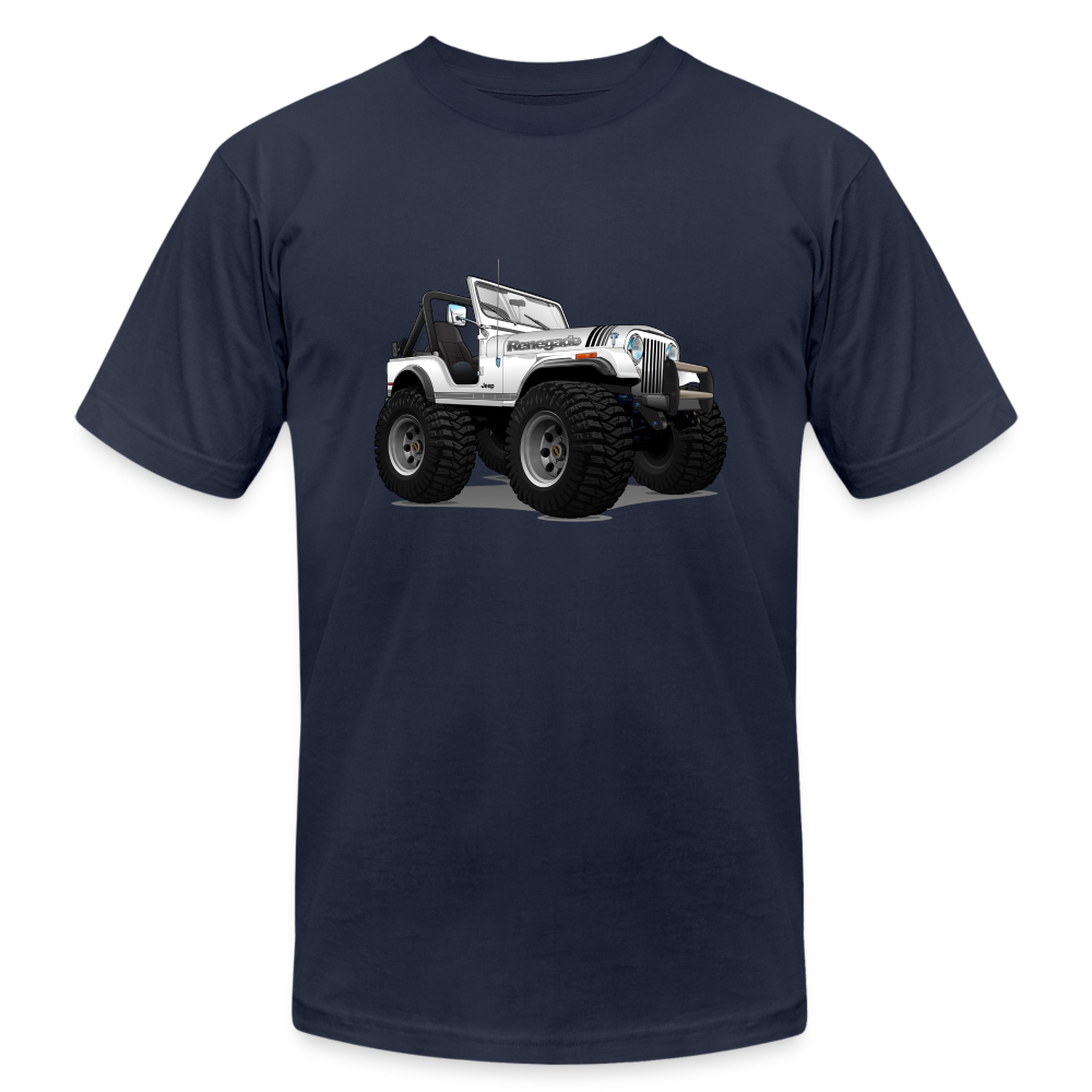 1980 Jeep CJ Renegade Unisex Jersey T-Shirt by Bella + Canvas - navy