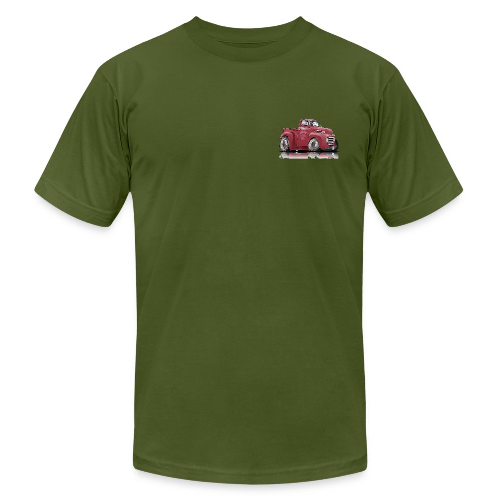 1948 Ford F1 Pickup Truck Unisex Jersey T-Shirt by Bella + Canvas - olive