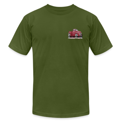 1948 Ford F1 Pickup Truck Unisex Jersey T-Shirt by Bella + Canvas - olive