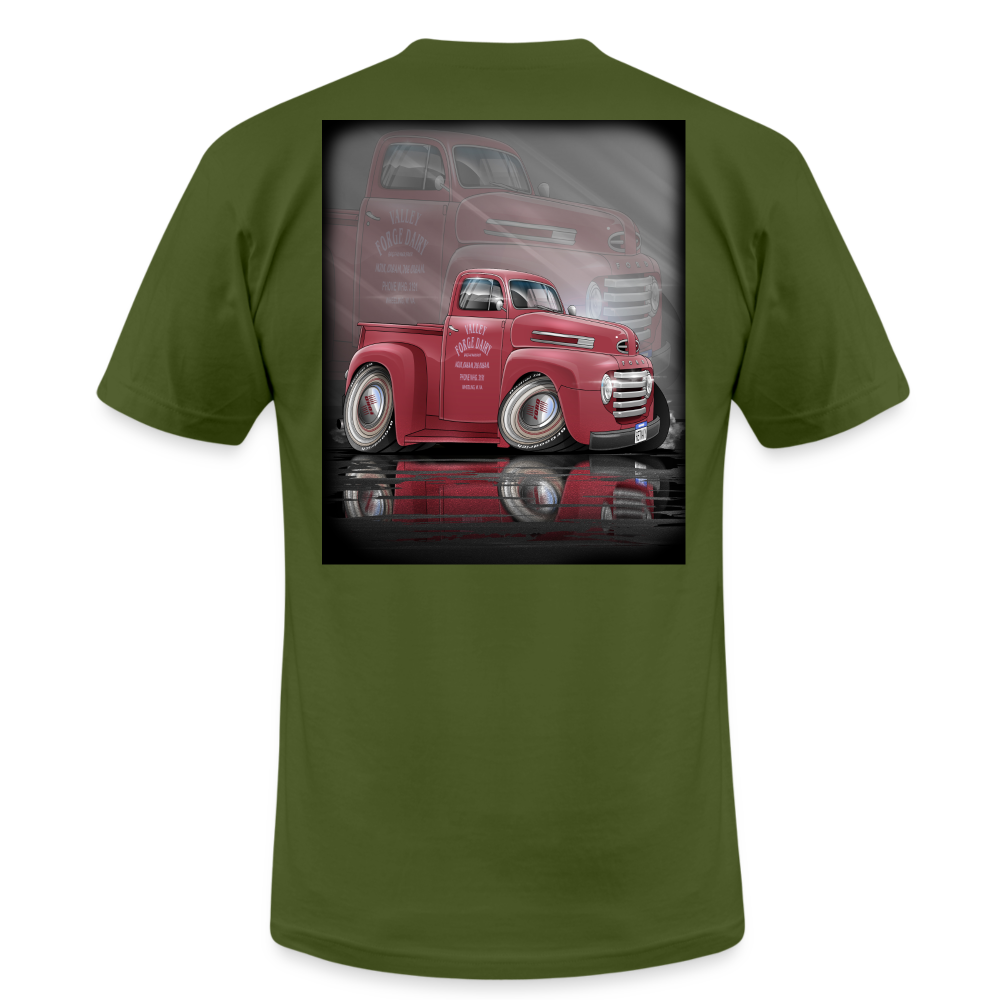 1948 Ford F1 Pickup Truck Unisex Jersey T-Shirt by Bella + Canvas - olive
