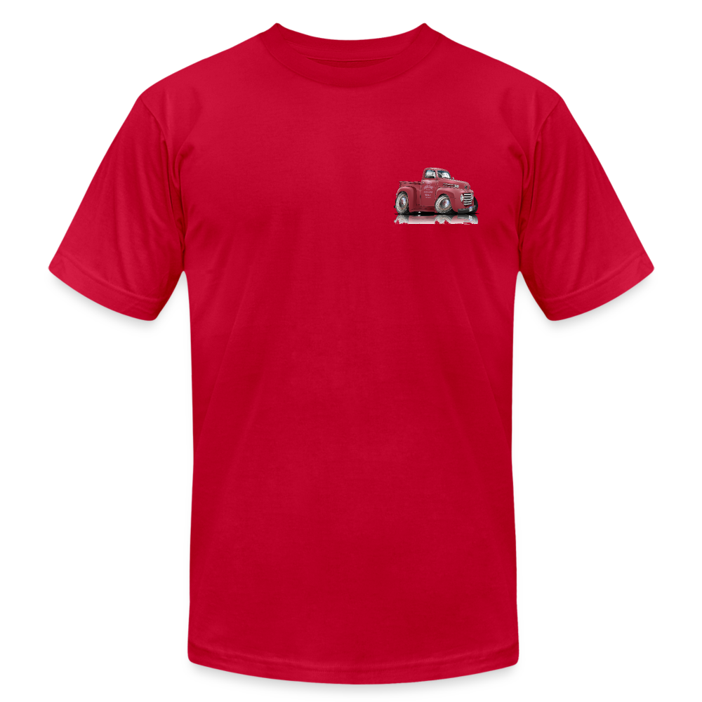 1948 Ford F1 Pickup Truck Unisex Jersey T-Shirt by Bella + Canvas - red
