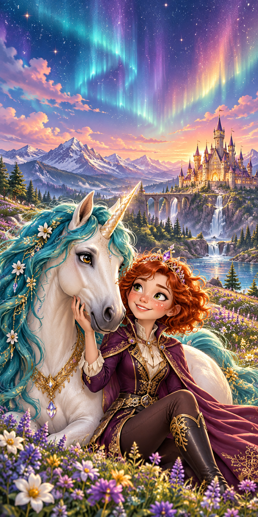 Starlight Princess and Unicorn cornhole wrap artwork without a hole