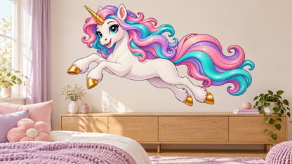 Starlight Unicorn wall decal bedroom mockup, illustrative size