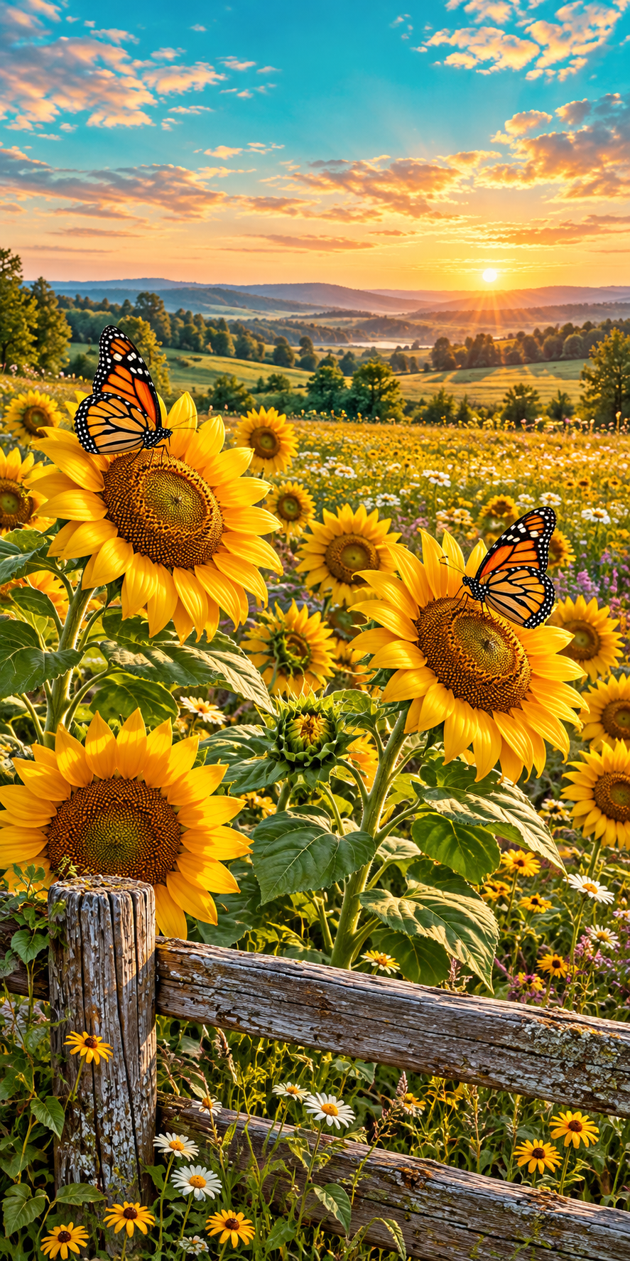 Sunflower Butterfly Meadow cornhole wrap hole-free print artwork