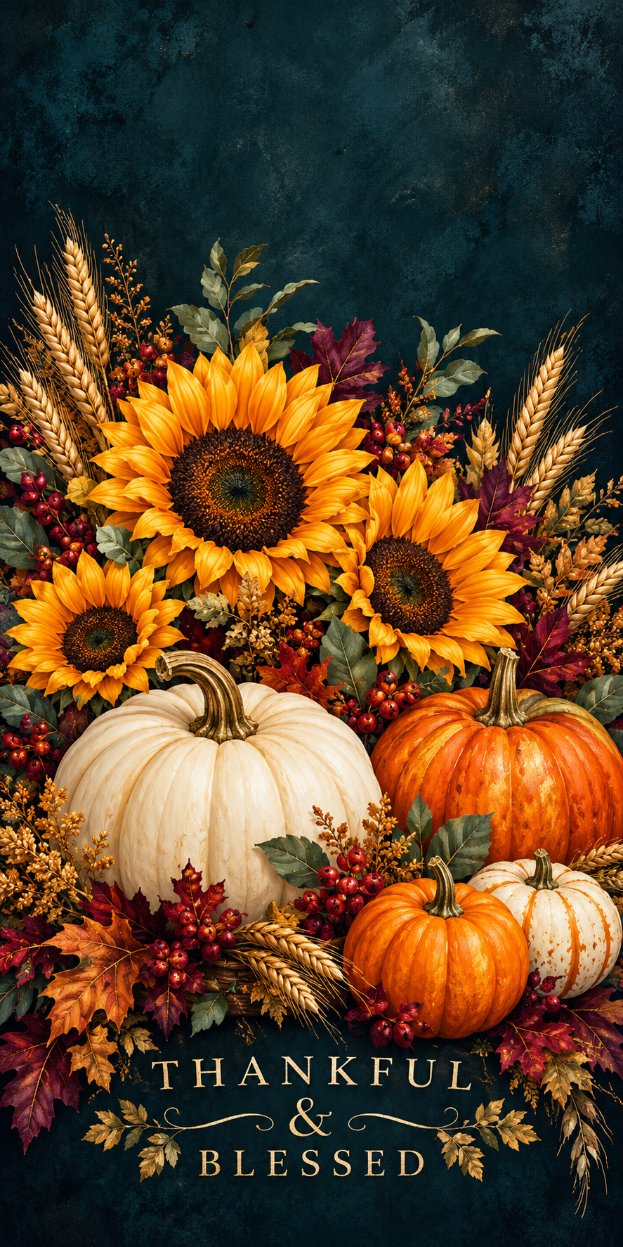 Thankful and Blessed Sunflower Harvest Cornhole Board Wraps complete artwork without hole
