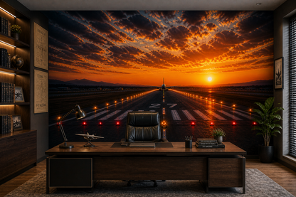 Sunset Runway Departure Wall Mural