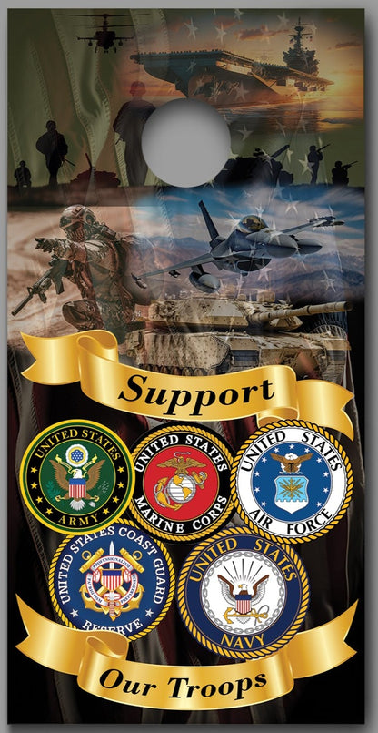 Support Our Troops Multi Branch Cornhole Board Decal Wraps