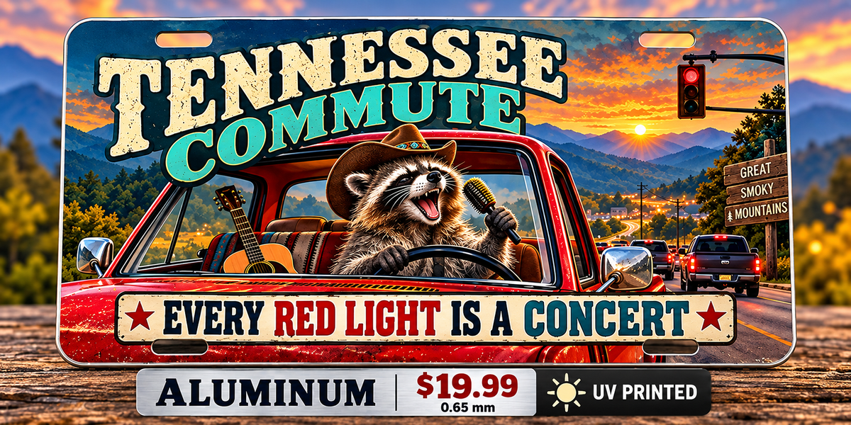 Tennessee Road Concert funny license plate — 0.65 mm UV printed aluminum