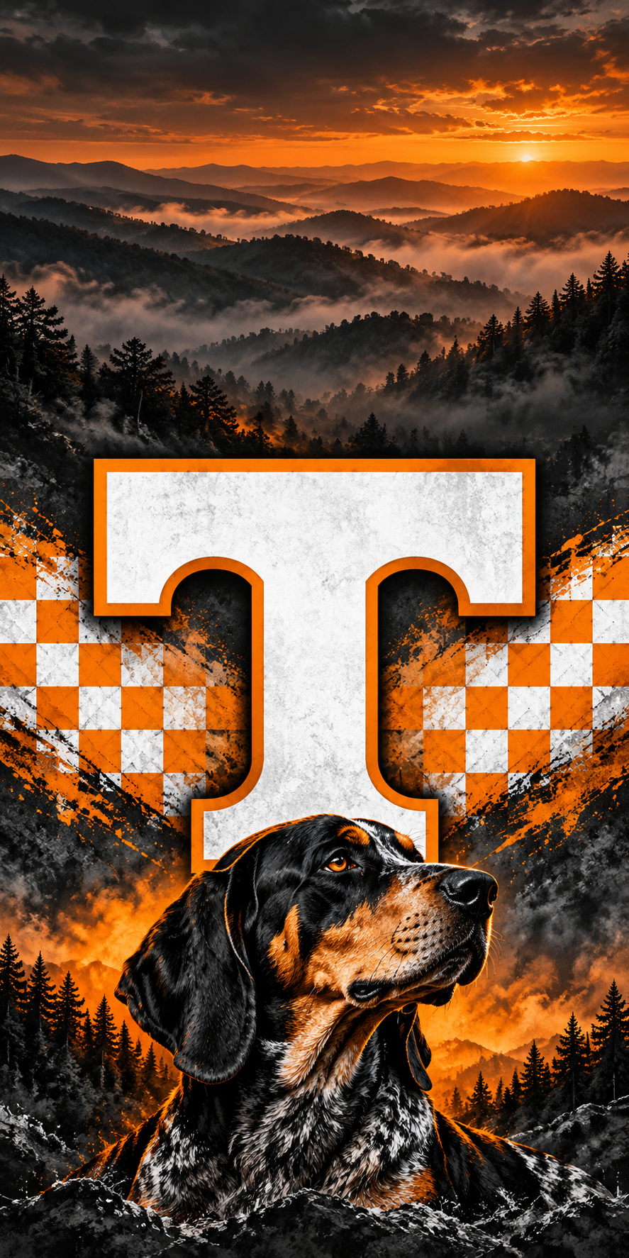 Tennessee Smoky Mountain Orange Cornhole Board Wraps — complete artwork with no hole or placement marker