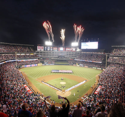 Globe Life Field Fireworks Baseball Diamond Custom Designed Wallpaper