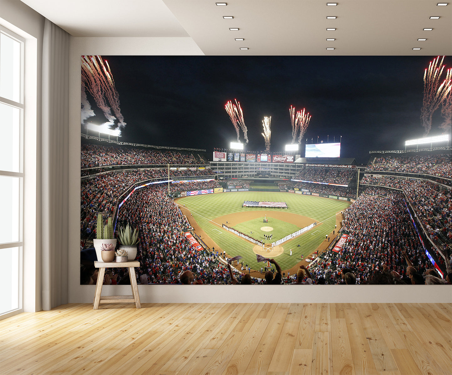 Globe Life Field Fireworks Baseball Diamond Custom Designed Wallpaper