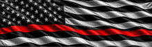 Waving Thin Red Line Flag Rear See Through Window Graphic