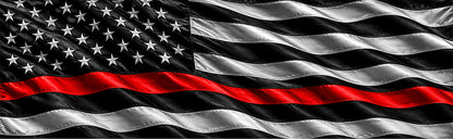 Waving Thin Red Line Flag Rear See Through Window Graphic