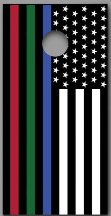 American Flag Thin Red Green Blue Line Corn hole Wrap Decals single