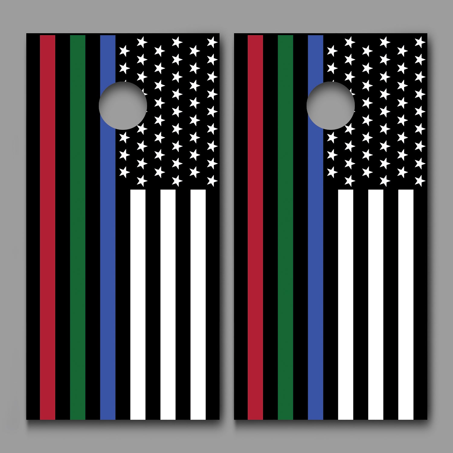 American Flag Thin Red Green Blue Line Corn hole Wrap Decals set