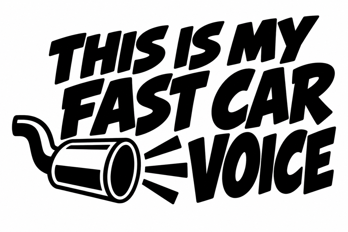 THIS IS MY FAST CAR VOICE flat artwork shown in black