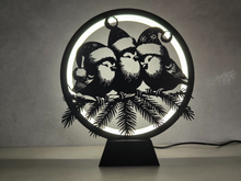 Circle of Light Three Birds in Santa Hats Display