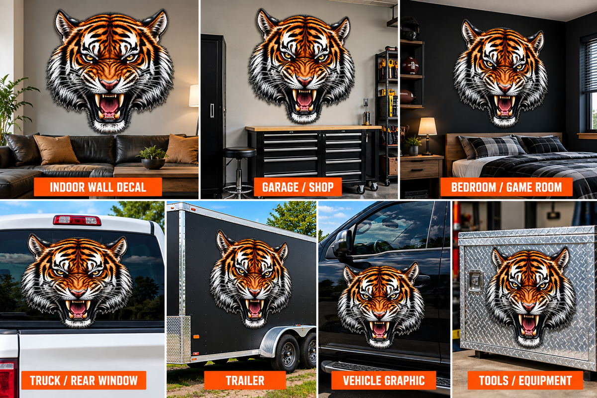 Ferocious Roaring Tiger Decal – Indoor Wall or Outdoor Vinyl