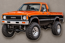 1979 Toyota Sunset Orange and Black clear contour-cut acrylic sign wall mounted with hidden standoffs