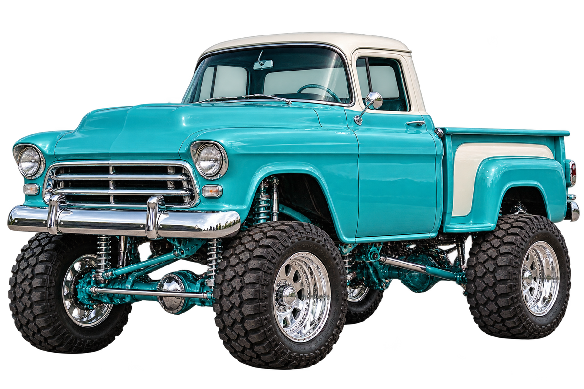 Turquoise & White Classic Lifted Truck Contour Cut Decal – Indoor or Outdoor transparent artwork