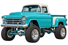 Turquoise & White Classic Lifted Truck Contour Cut Decal – Indoor or Outdoor transparent artwork