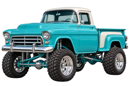 Turquoise & White Classic Lifted Truck Contour Cut Decal – Indoor or Outdoor transparent artwork