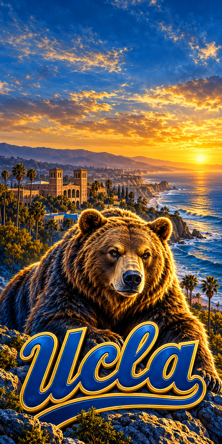 UCLA Bruin Coast cornhole wrap complete artwork without hole