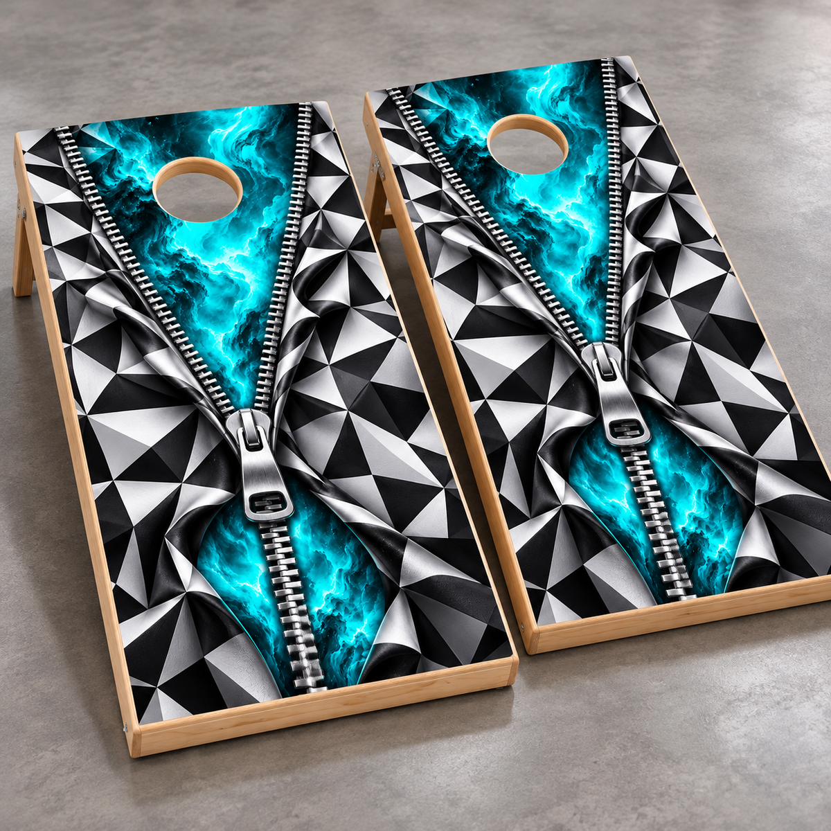 Unzipped Reality optical illusion wraps on two boards; boards not included