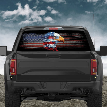American Bald Eagle Head Distressed Flag Rear Window Decal