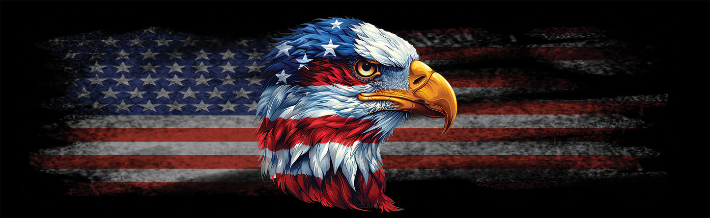 American Bald Eagle Head Distressed Flag Rear Window Decal