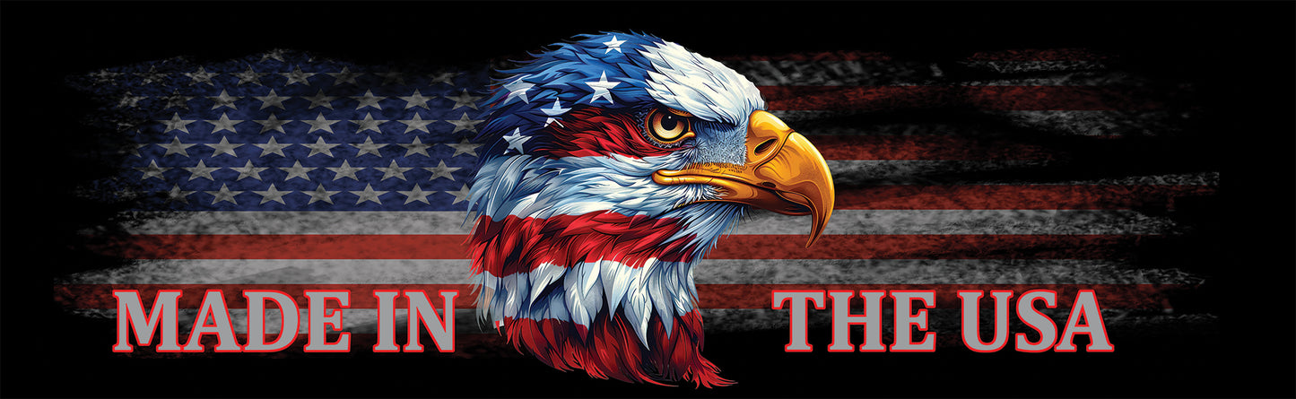 Made in the USA American Bald Eagle Head Distressed Flag Rear Window Decal