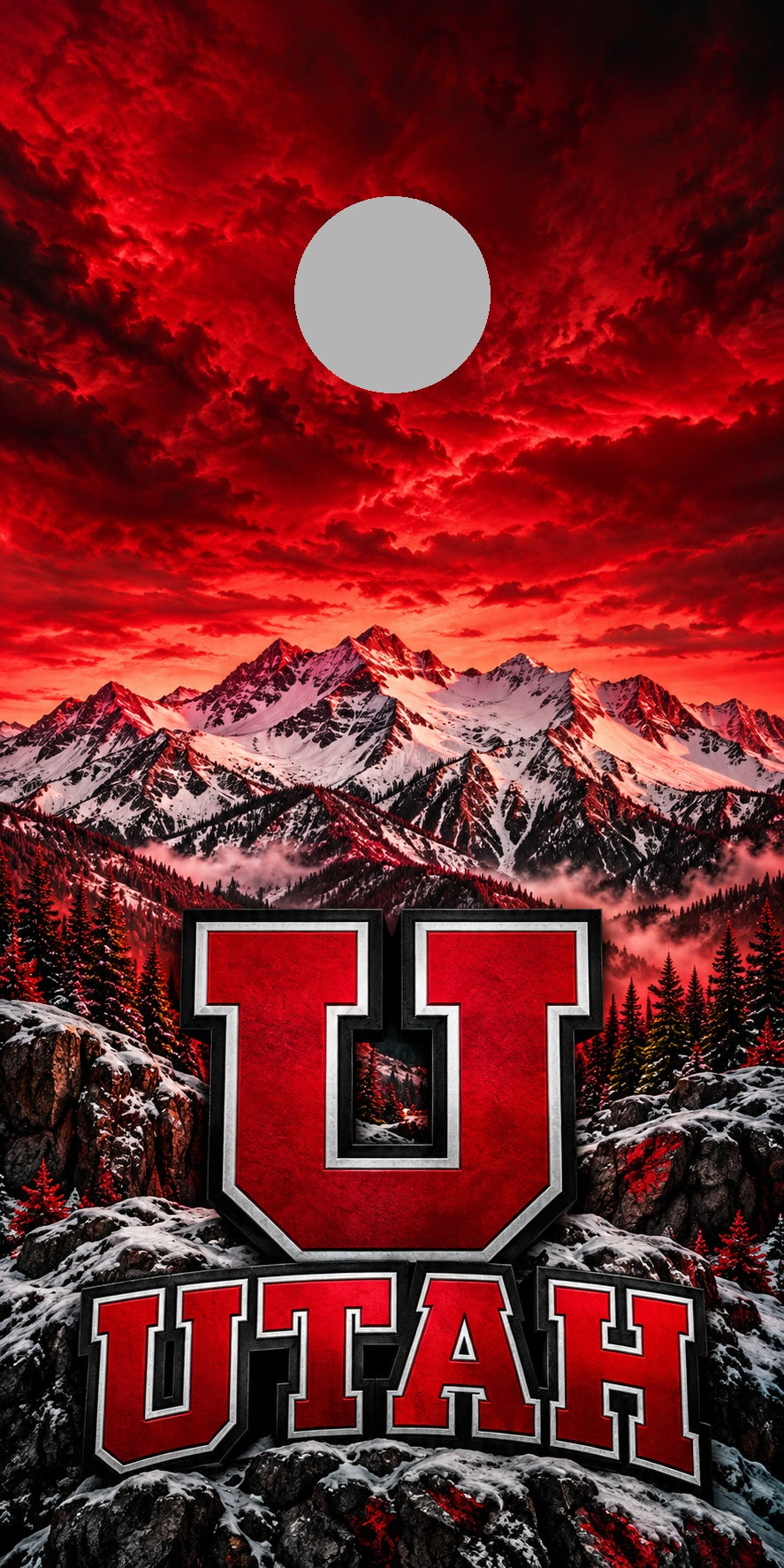 Utah Crimson Summit cornhole wrap with plain gray hole placement preview