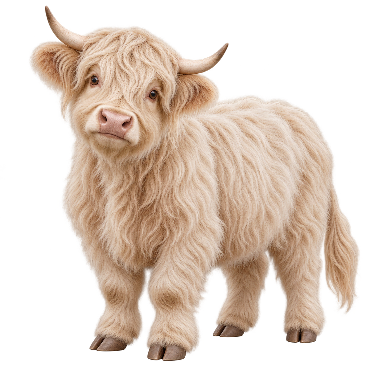 Vanilla Cream miniature Highland cow contour cut decal artwork