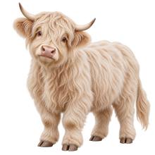 Vanilla Cream miniature Highland cow contour cut decal artwork
