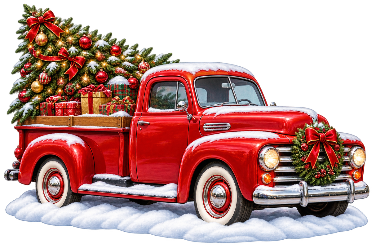 Vintage Christmas Truck standalone decal only
