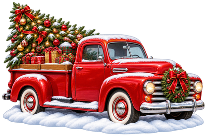 Vintage Christmas Truck standalone decal only