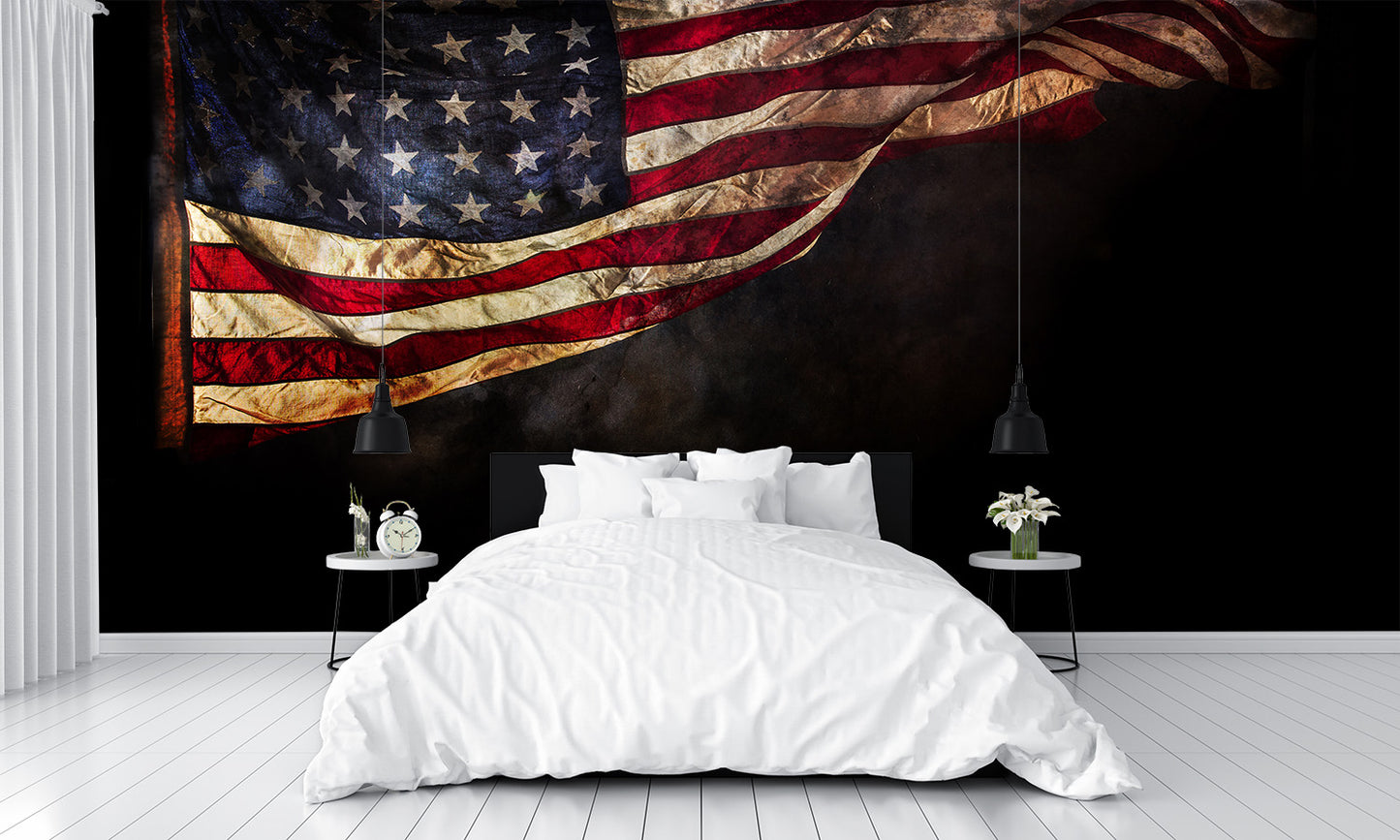 Amazing Vintage Waving American Flag Wallpaper Wall Mural bedroom