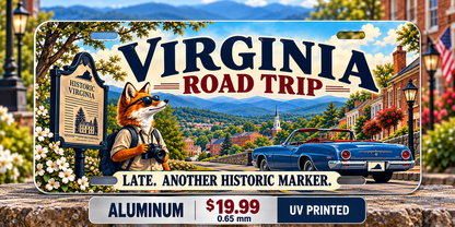 Virginia Historic Detour funny license plate — 0.65 mm UV printed aluminum