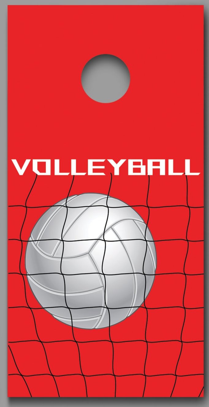 Volleyball in Net Red Corn hole Decal Wraps