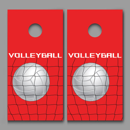 Volleyball in Net Red Corn hole Decal Wraps