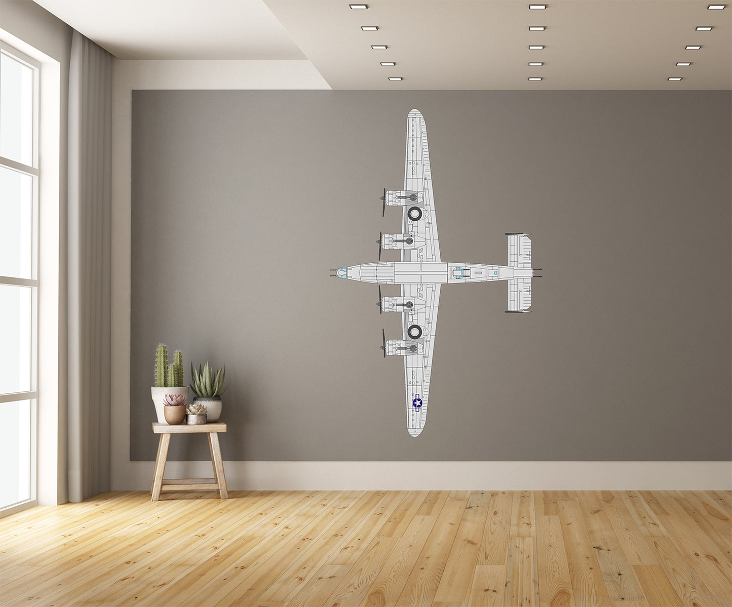 B-24J LIBERATOR Underside Airplane Ceiling / Wall Art Wall Decal