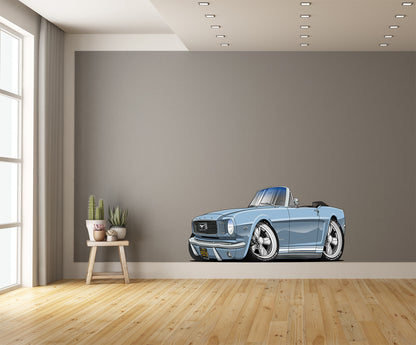1966 Hot Rod Classic Mustang Convertible Art Wall Decal