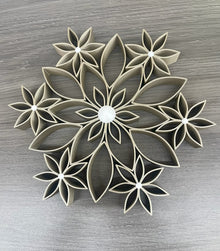 Wall Flower Decor printed in Gold Color with White Accents