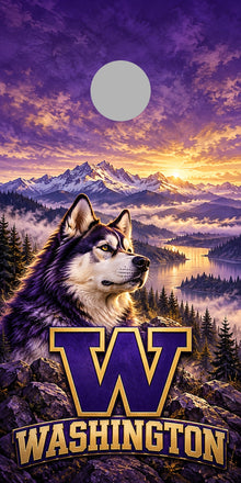 Washington Purple Reign cornhole wrap with plain gray hole placement preview