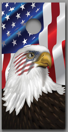 Waving American Flag Stars Left Eagle Eye Cornhole Board Decal Wraps