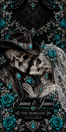 Black Silver Skull Romance sample personalized artwork without hole