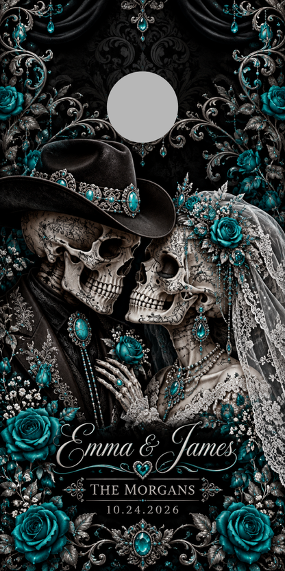 Black Silver Skull Romance 6-inch gray hole-placement proof marker; marker is not printed